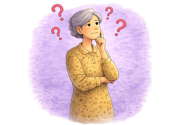 An executor standing with a hand to her chin, thinking something over